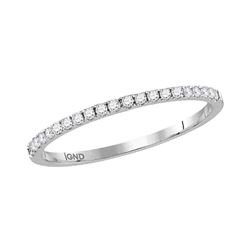 10kt White Gold Round Diamond Timeless Stackable Band Ring 1/6 Cttw
