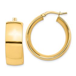 14k Yellow Gold Hoop Earrings - 10x26 mm