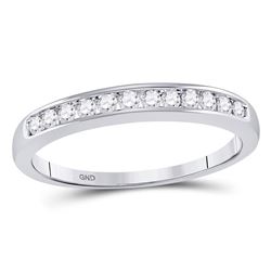 14kt White Gold Round Diamond Wedding Channel Set Band 1/4 Cttw