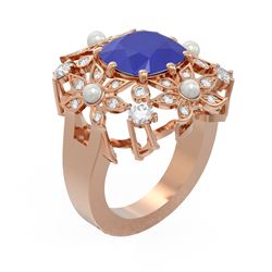 6.16 ctw Sapphire & Diamond Ring 18K Rose Gold