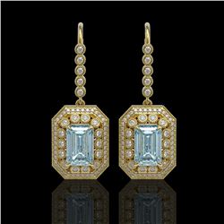 11.32 ctw Aquamarine & Diamond Victorian Earrings 14K Yellow Gold