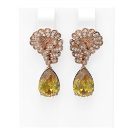 6.13 ctw Canary Citrine & Diamond Earrings 18K Rose Gold