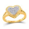 Image 1 : 10kt Yellow Gold Round Diamond Rope Heart Cluster Ring 1/6 Cttw