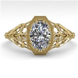1.0 ctw VS/SI Oval Diamond Solitaire Ring Art Deco 14k Yellow Gold