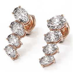 3.72 ctw Oval Diamond Earrings 18K Rose Gold