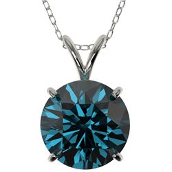 2.50 ctw Certified Intense Blue Diamond Necklace 10k White Gold