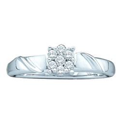 14kt White Gold Round Diamond Cluster Bridal Wedding Engagement Ring 1/5 Cttw