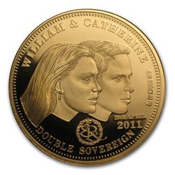 2011 Tristan Da Cunha Gold Double Sovereign William & Catherine