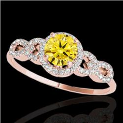 1.33 ctw Certified SI/I Fancy Intense Yellow Diamond Ring 10k Rose Gold