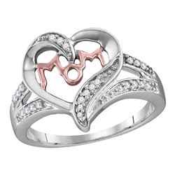Sterling Silver Round Diamond Mom Mother Heart Fashion Ring 1/10 Cttw
