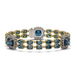 19.57 ctw London Topaz & Diamond Bracelet 14K Yellow Gold