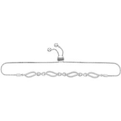 10kt White Gold Round Diamond Oval Link Bolo Bracelet 1/4 Cttw