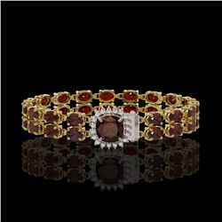 14.98 ctw Garnet & Diamond Bracelet 14K Yellow Gold
