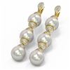 Image 3 : 3 ctw Diamond & Pearl Earrings 18K Yellow Gold