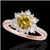 Image 1 : 2 ctw Certified SI/I Fancy Intense Yellow Diamond Halo Ring 10k Rose Gold