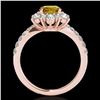 Image 2 : 2 ctw Certified SI/I Fancy Intense Yellow Diamond Halo Ring 10k Rose Gold
