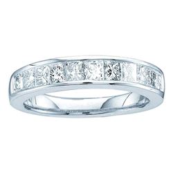 14kt White Gold Princess Channel-set Diamond Single Row Wedding Band 1/2 Cttw