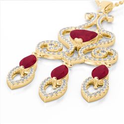 5.50 ctw Ruby & Micro Pave VS/SI Diamond Heart Necklace 14k Yellow Gold