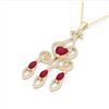 Image 2 : 5.50 ctw Ruby & Micro Pave VS/SI Diamond Heart Necklace 14k Yellow Gold