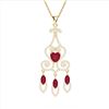 Image 3 : 5.50 ctw Ruby & Micro Pave VS/SI Diamond Heart Necklace 14k Yellow Gold