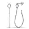 Image 1 : 14kt White Gold Round Diamond Modern Hoop Earrings 3/4 Cttw