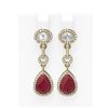 Image 1 : 8.82 ctw Ruby & Diamond Earrings 18K Yellow Gold