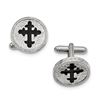 Image 1 : Silver-tone Black Enameled Cross Cuff Links