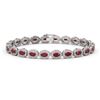 Image 1 : 11.58 ctw Ruby & Diamond Micro Pave Halo Bracelet 10k White Gold