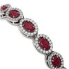 Image 3 : 11.58 ctw Ruby & Diamond Micro Pave Halo Bracelet 10k White Gold