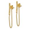 Image 2 : 14k Yellow Gold Beaded Chain Front/Back Dangle Earrings