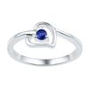 Image 1 : Sterling Silver Round Lab-Created Blue Sapphire Solitaire Heart Ring 1/4 Cttw