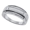 Image 1 : Sterling Silver Mens Round Pave-set Diamond Elevated Band Ring 1/5 Cttw