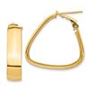 Image 1 : 14k Yellow Gold Omega Back Triangle Hoop Earrings - 7x26 mm