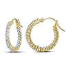 Image 1 : 14kt Yellow Gold Round Diamond Inside Outside Hoop Earrings 1.00 Cttw