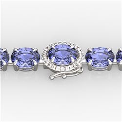 19.25 ctw Tanzanite & Diamond Eternity Micro Bracelet 14k White Gold