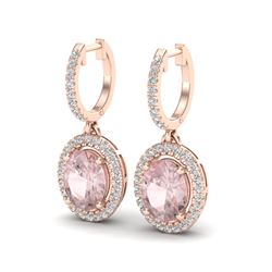 3.25 ctw Morganite & Micro Pave VS/SI Diamond Earrings 14k Rose Gold