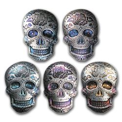 2 oz Hand Poured Silver Skull - Day of the Dead: Rose