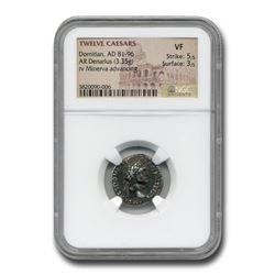 Roman Silver Denarius Emperor Domitian (81-96 AD) VF NGC