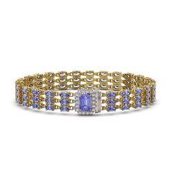 24.18 ctw Tanzanite & Diamond Bracelet 14K Yellow Gold