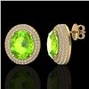 Image 2 : 9 ctw Peridot & Micro Pave VS/SI Diamond Earrings 18k Yellow Gold