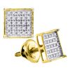 Image 1 : 14kt Yellow Gold Unisex Round Diamond Square Cluster Stud Earrings 1/6 Cttw