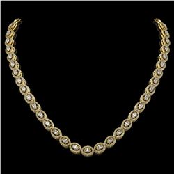 18.43 ctw Oval Cut Diamond Micro Pave Necklace 18K Yellow Gold
