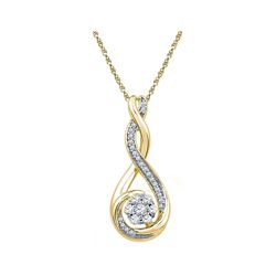 10kt Yellow Gold Round Diamond Cradled Cluster Pendant 1/4 Cttw