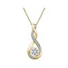 Image 1 : 10kt Yellow Gold Round Diamond Cradled Cluster Pendant 1/4 Cttw