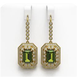 13.4 ctw Tourmaline & Diamond Victorian Earrings 14K Yellow Gold