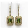 Image 1 : 13.4 ctw Tourmaline & Diamond Victorian Earrings 14K Yellow Gold