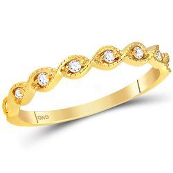 14kt Yellow Gold Round Diamond Twist Stackable Band Ring 1/10 Cttw