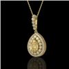 Image 1 : 4.17 ctw Canary Citrine & Diamond Victorian Necklace 14K Yellow Gold