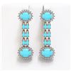 Image 1 : 7.39 ctw Turquoise & Diamond Earrings 14K Rose Gold
