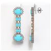 Image 2 : 7.39 ctw Turquoise & Diamond Earrings 14K Rose Gold